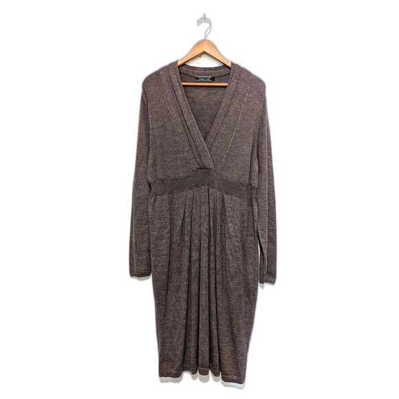Peruvian Connection Women's Silk Wool Blend Faux-Wrap Dress XL Purple Grey - Picture 1 of 6
